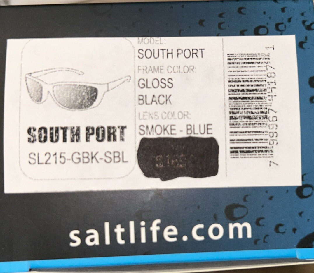 Salt Life South Port Gloss Black Saltlife Smoke Blue Lens Salty $189 New