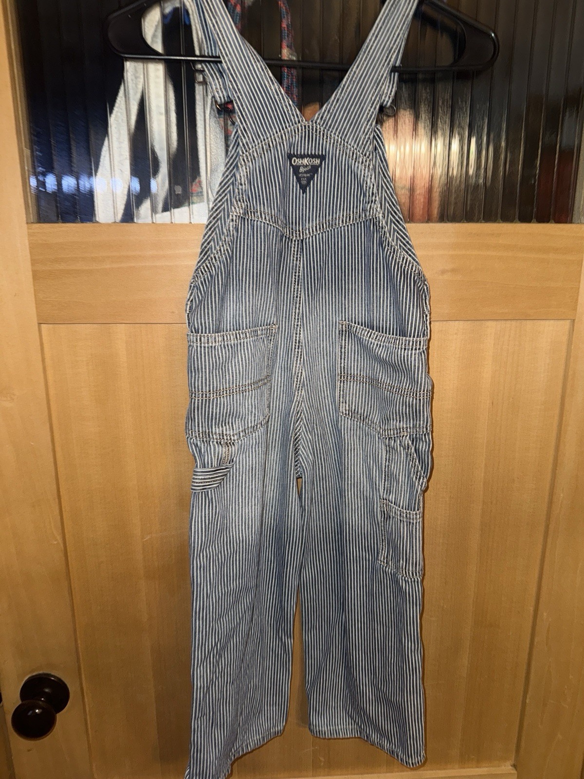 Vintage OshKosh B’Gosh Striped Vestbak Denim Overalls Train 5
