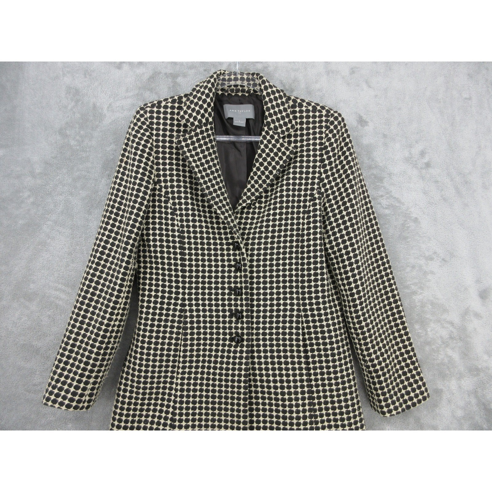 Ann Taylor Coat Womens Size 6 Polka Dot Button Office City Career Preppy Lined