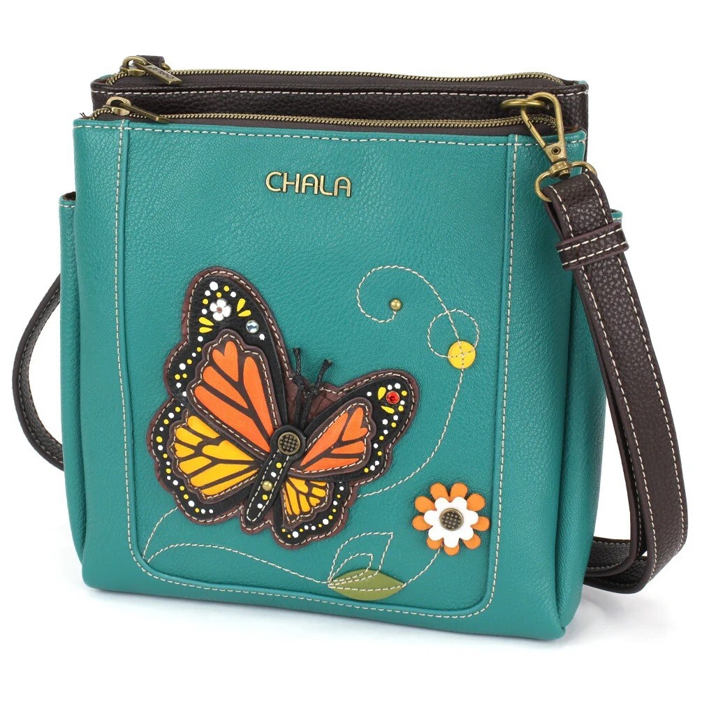 CHALA MONARCH BUTTERFLY RFID Protected Vegan Leather Merry Messenger Bag NWT