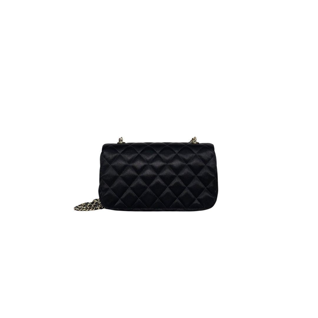 Chanel Classic Mini Rectangle Silk GHW Black Bag 18x9x5cm SN: 21827026
