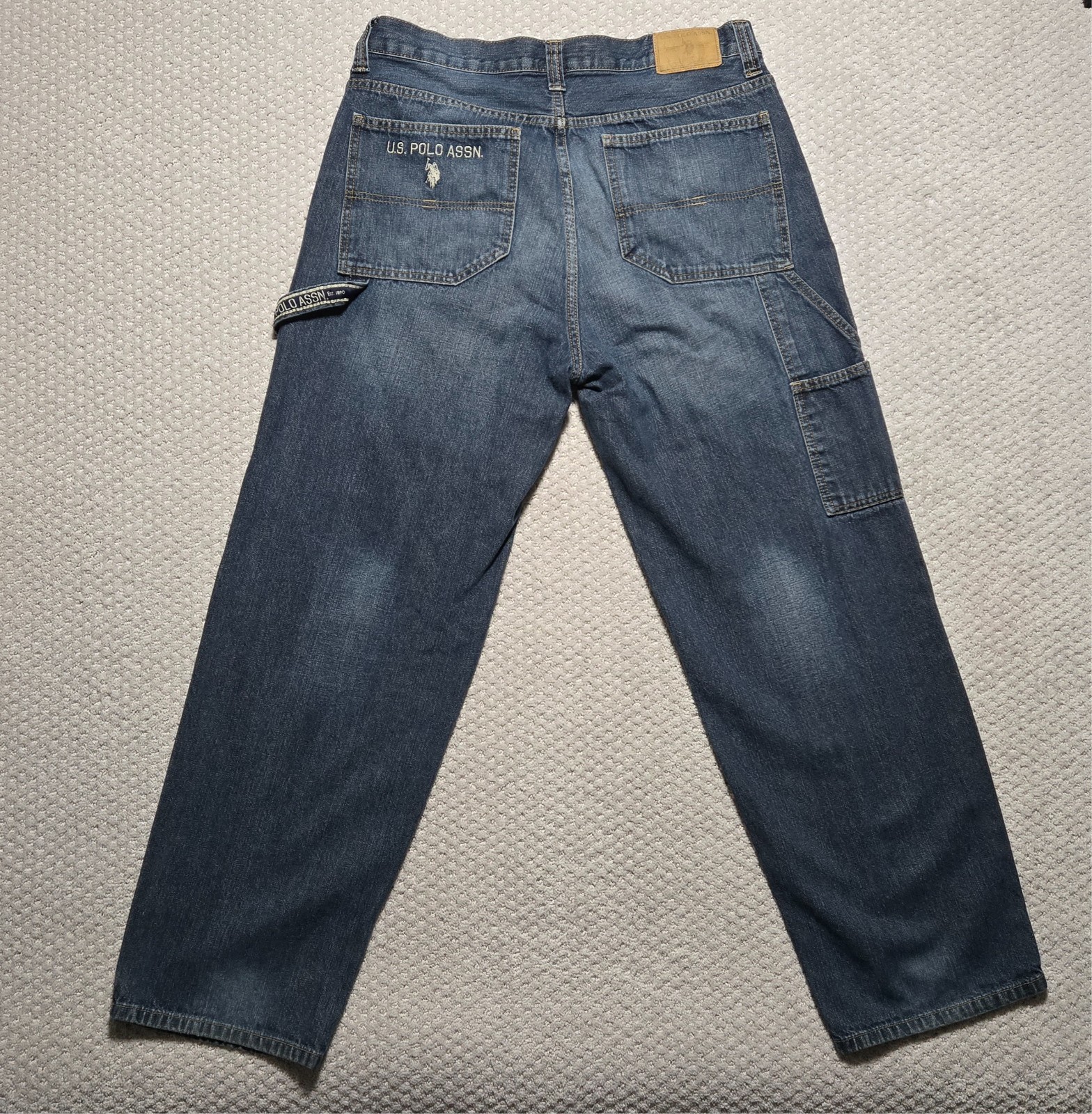 U.S. POLO ASSN. Baggy Blue Jeans ~ Men’s 34 x 32 ~ Carpenter Hammer Loop ~