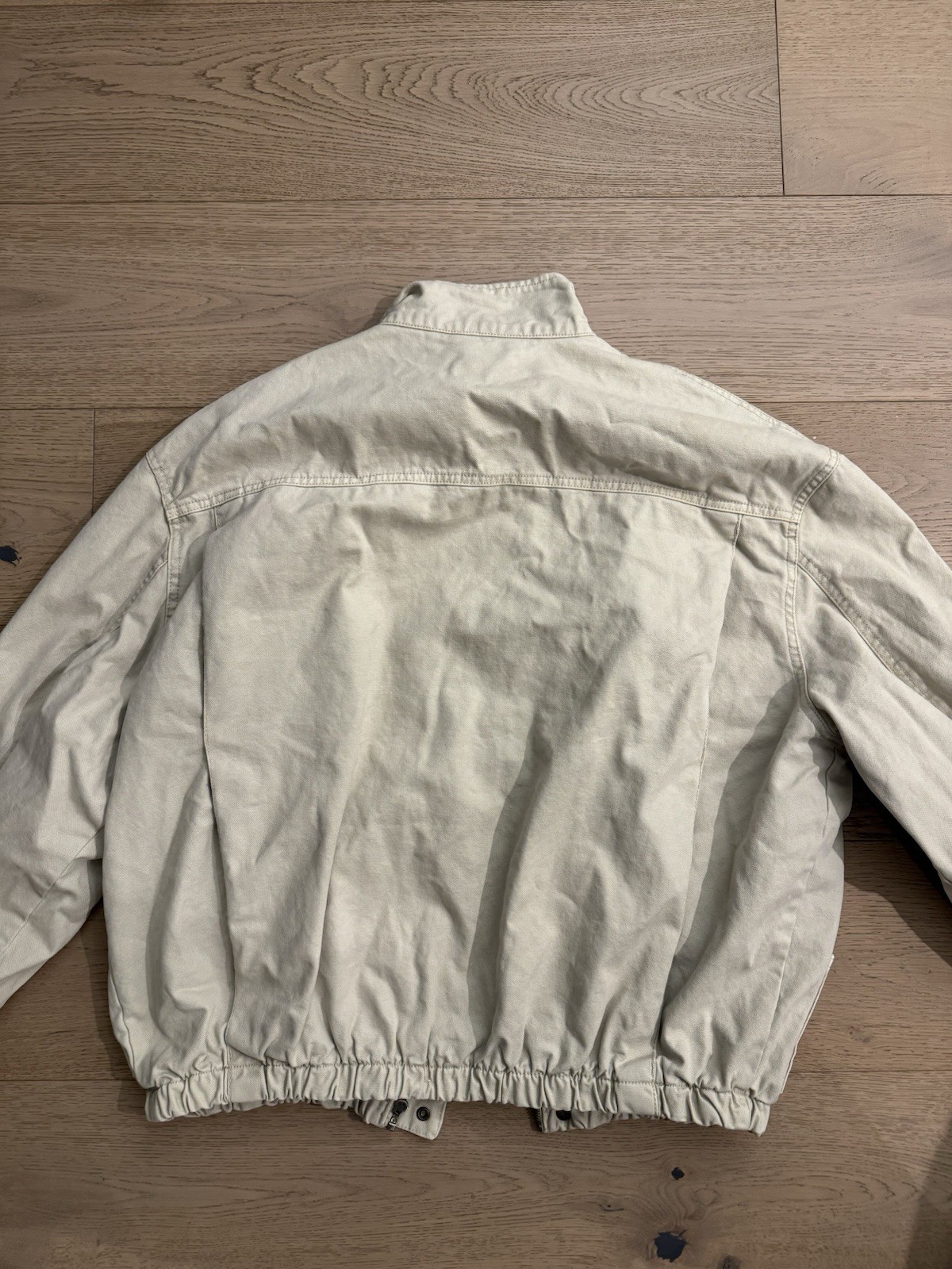 ZARA Men’s L Cream Canvas Utility Jacket Metal Toggle Workwear Bomber