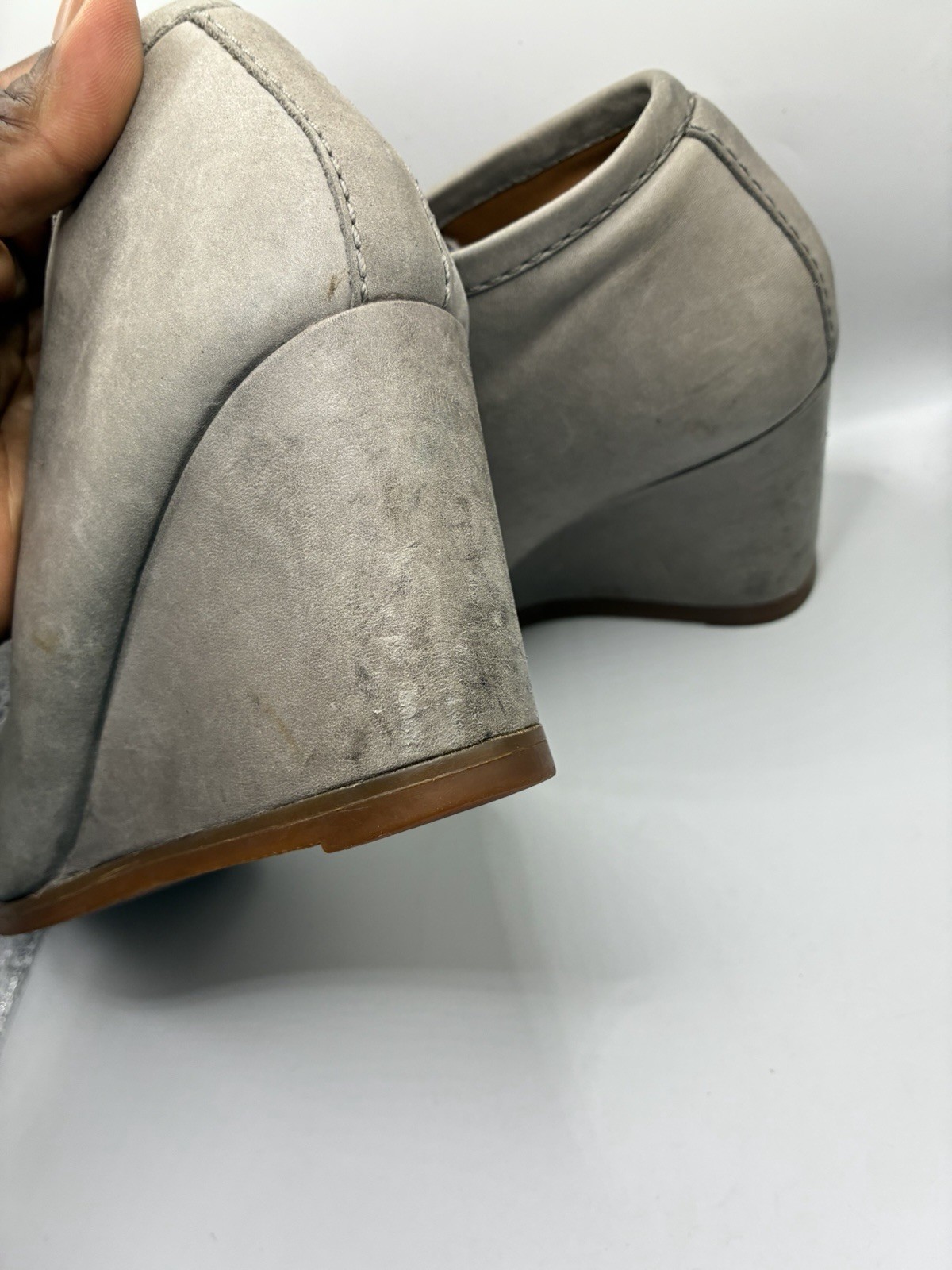 Zara Taupe Lace Up Wedge Ankle Boots Women’s Size 38 US 7.5 Moc Toe Hidden Wedge