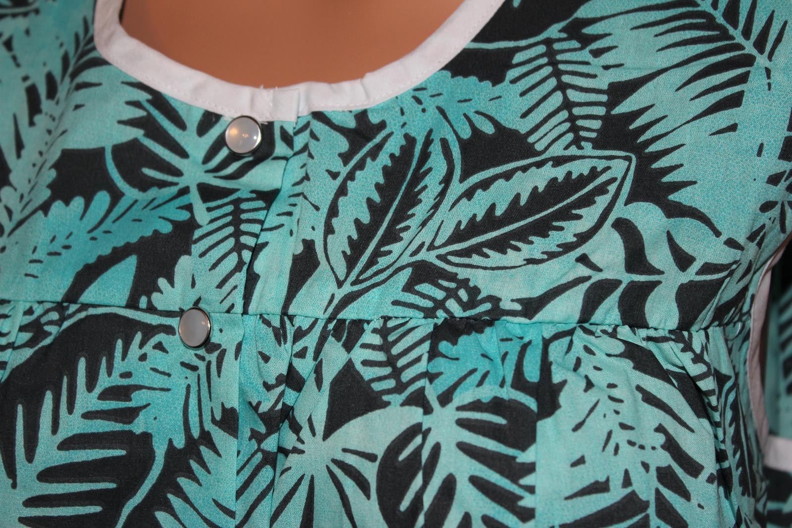 NEW – EASY ESSENTIALS SNAP FRONT SMOCK COBBLER APRON AQUA BLUE PALMS M 3X 4X