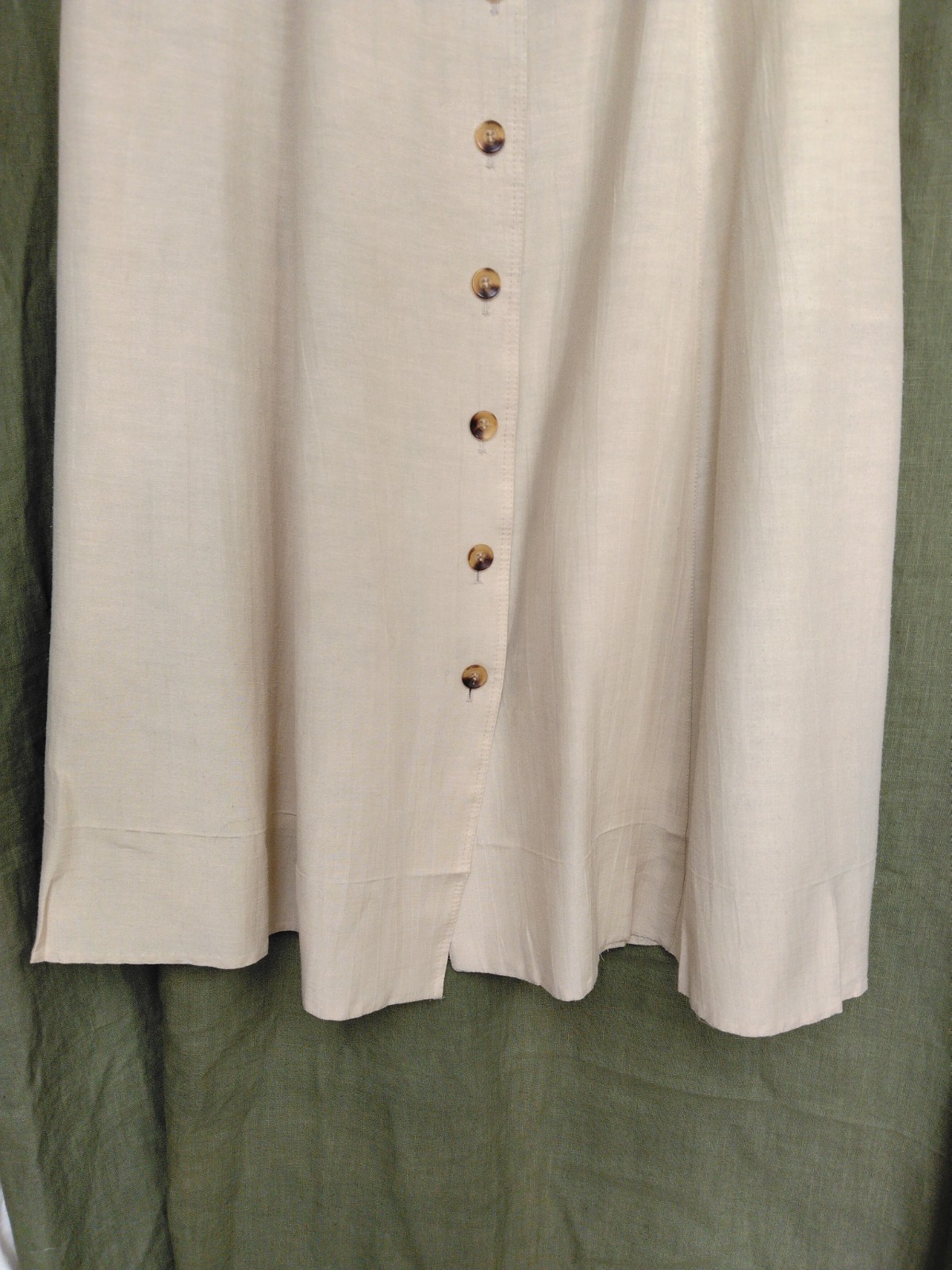 Vintage 80’s Ravens Classic beige linen polyester mix A-line midi skirt size 16