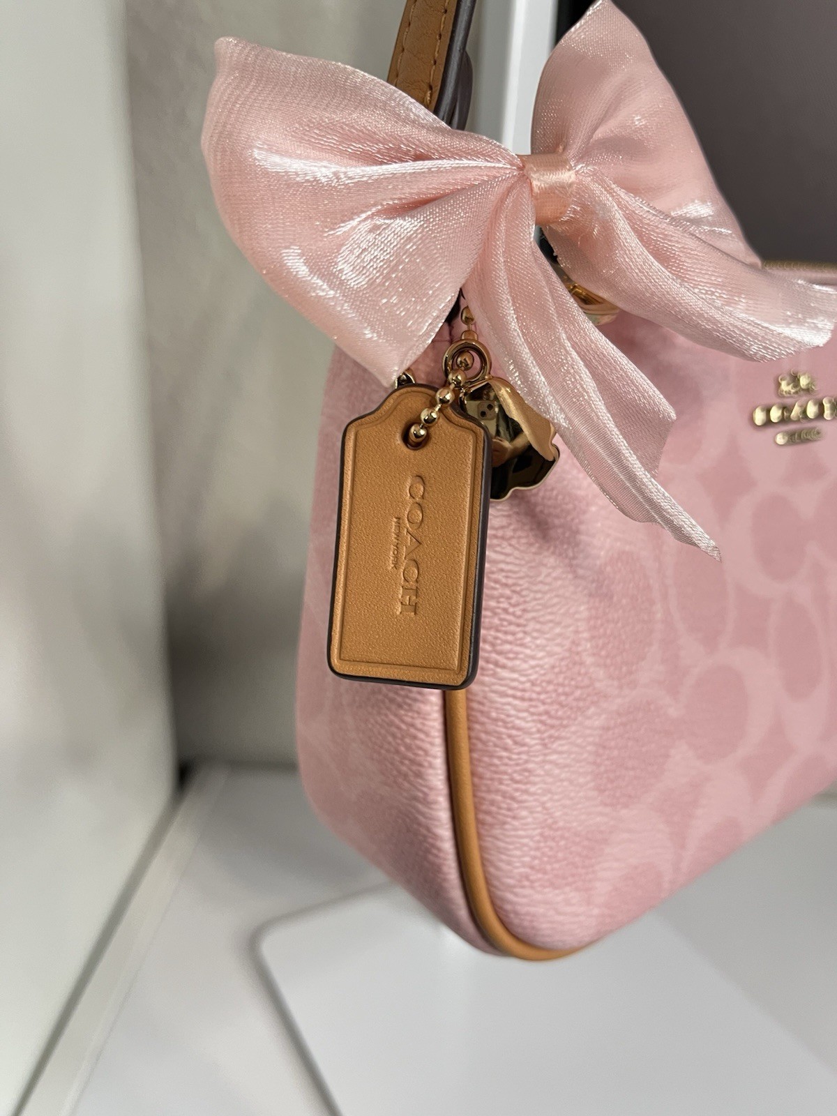 Coach Powder Pink Nolita Small Shoulder Bag w/ Bow Charms