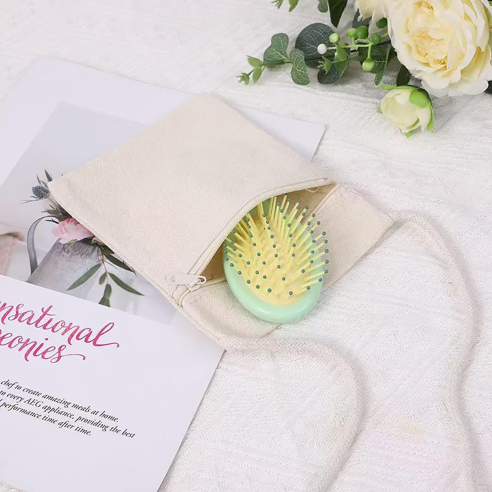 6Pcs 13x17cm Blank Canvas Crossbody Bag,Bulk Mini Zipper Shoulder Bags,Cloth