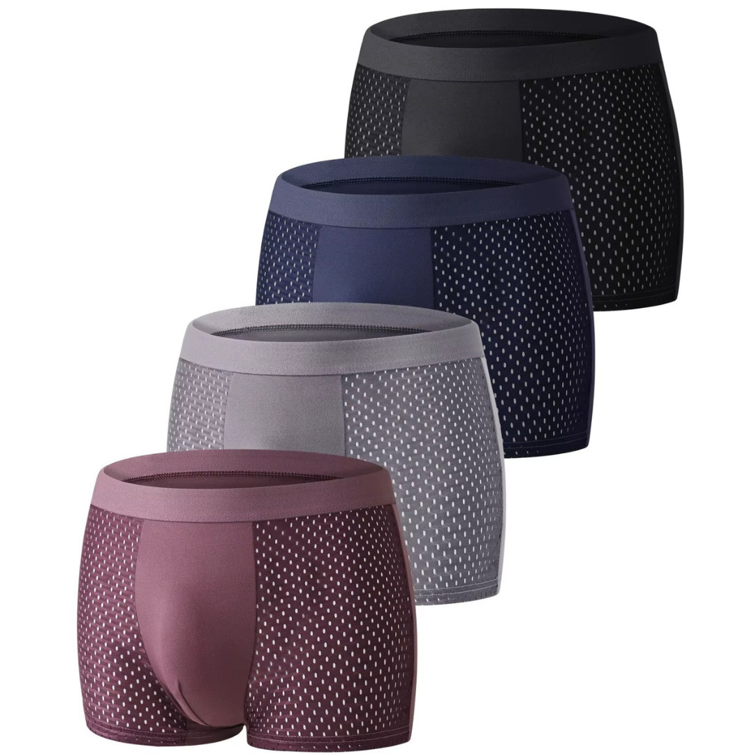 4PCS Men’s Ice Silk Underwear Breathable Boxer Shorts Seamless Satin Soft Briefs