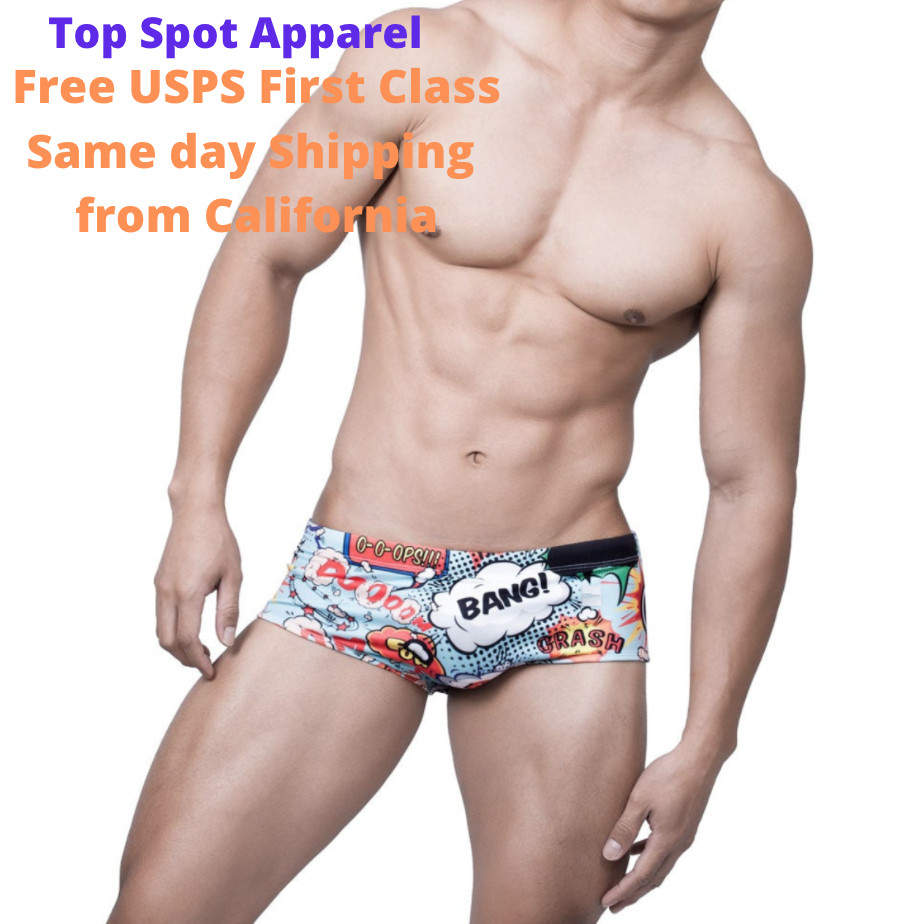 Men’s Swim Trunks Comic Bang Swimwear Resort Beach Party Vacation Bathing Suit