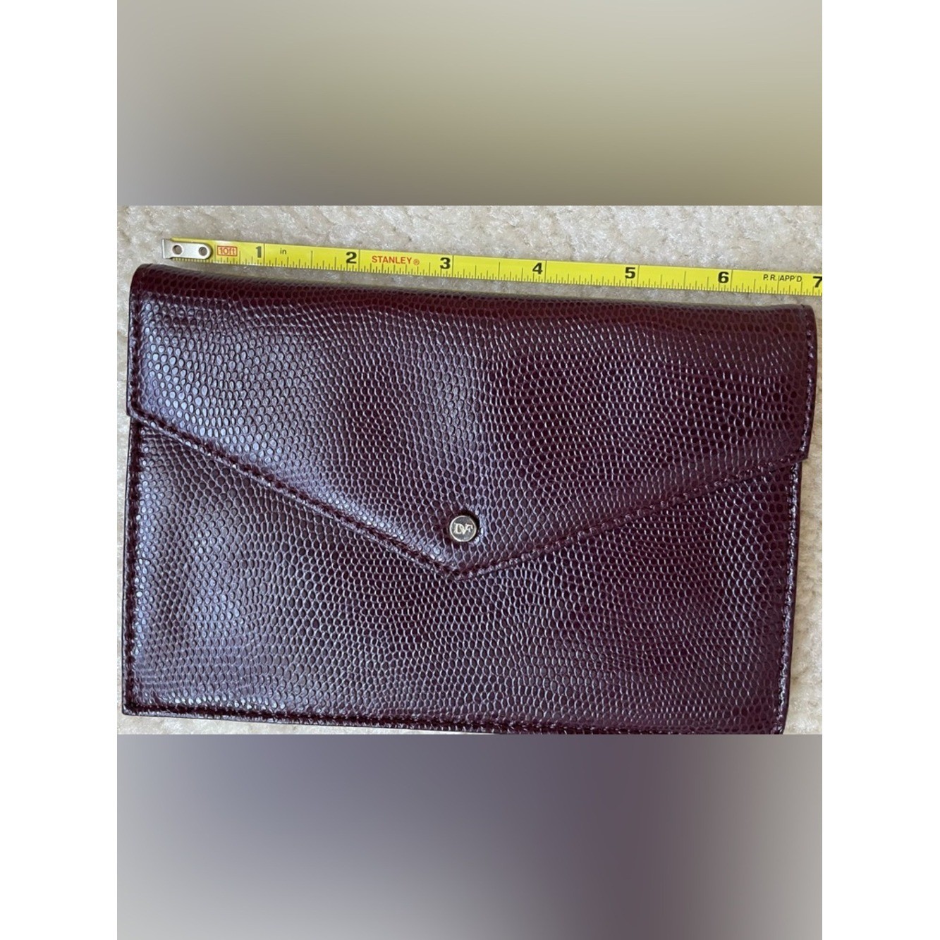 Diane Von Furstenberg Burgundy Textured Leather Clutch