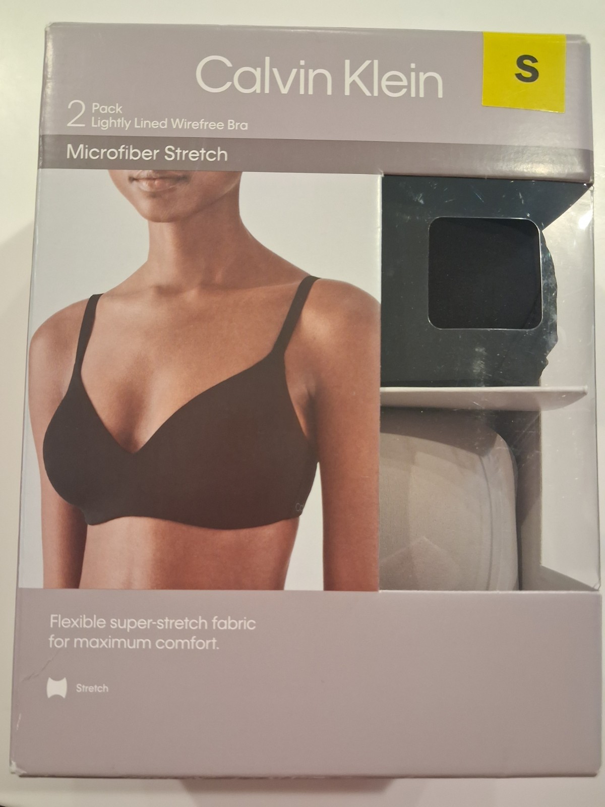 Calvin Klein Microfiber Stretch 2-Pack Lightly Lined Wireless Bra S/B Black