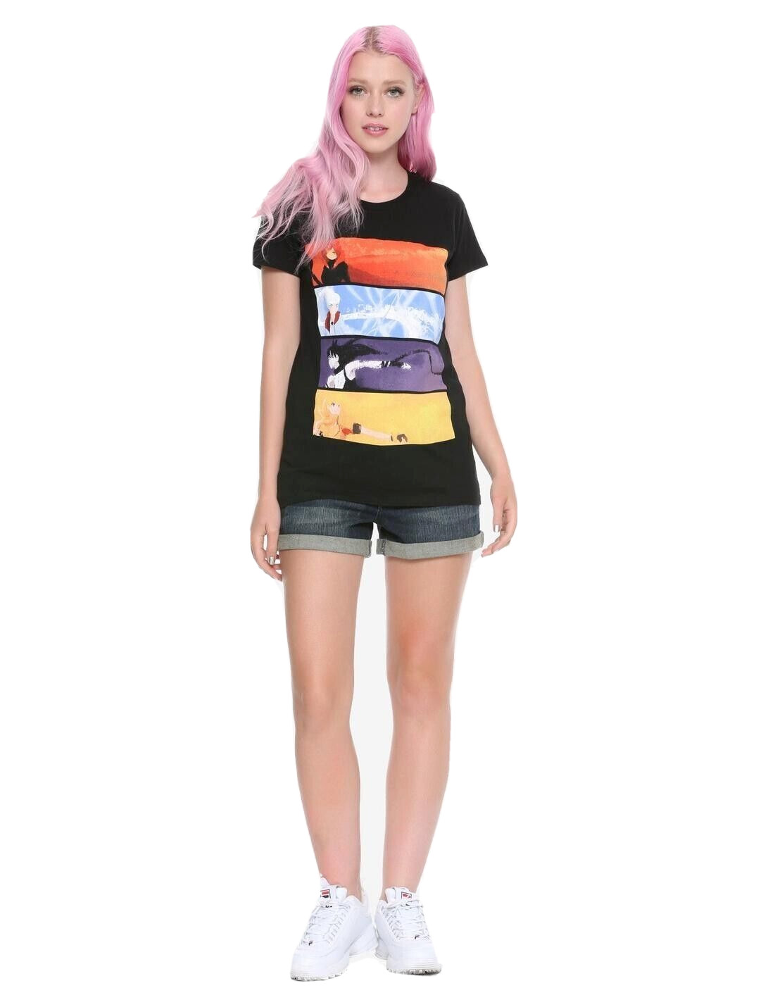 RWBY Juniors Panel Graphic Ruby Rose, Weiss Schnee, Yang Anime Shirt NWT S-XL