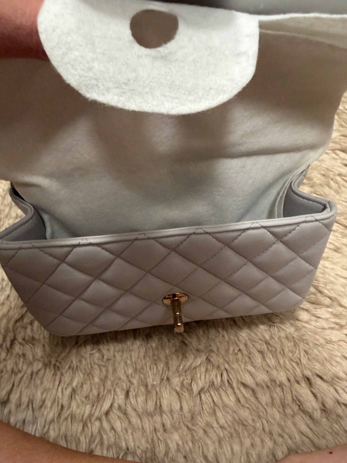 Never used! Chanel gray Mini Flap Bag with Top Handle