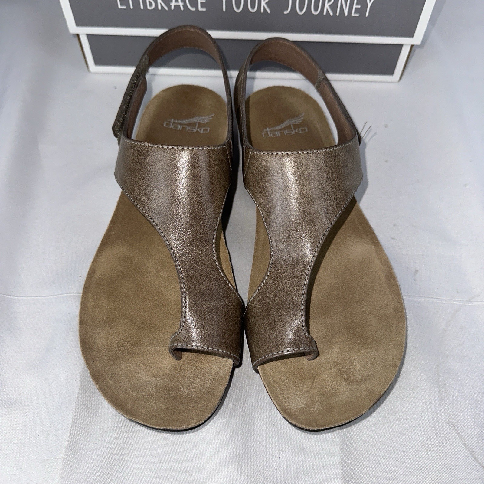 Dansko 38 Sandals 7.5 REECE Leather Toe-Loop Slingback 6024285300 Waxy Burnished