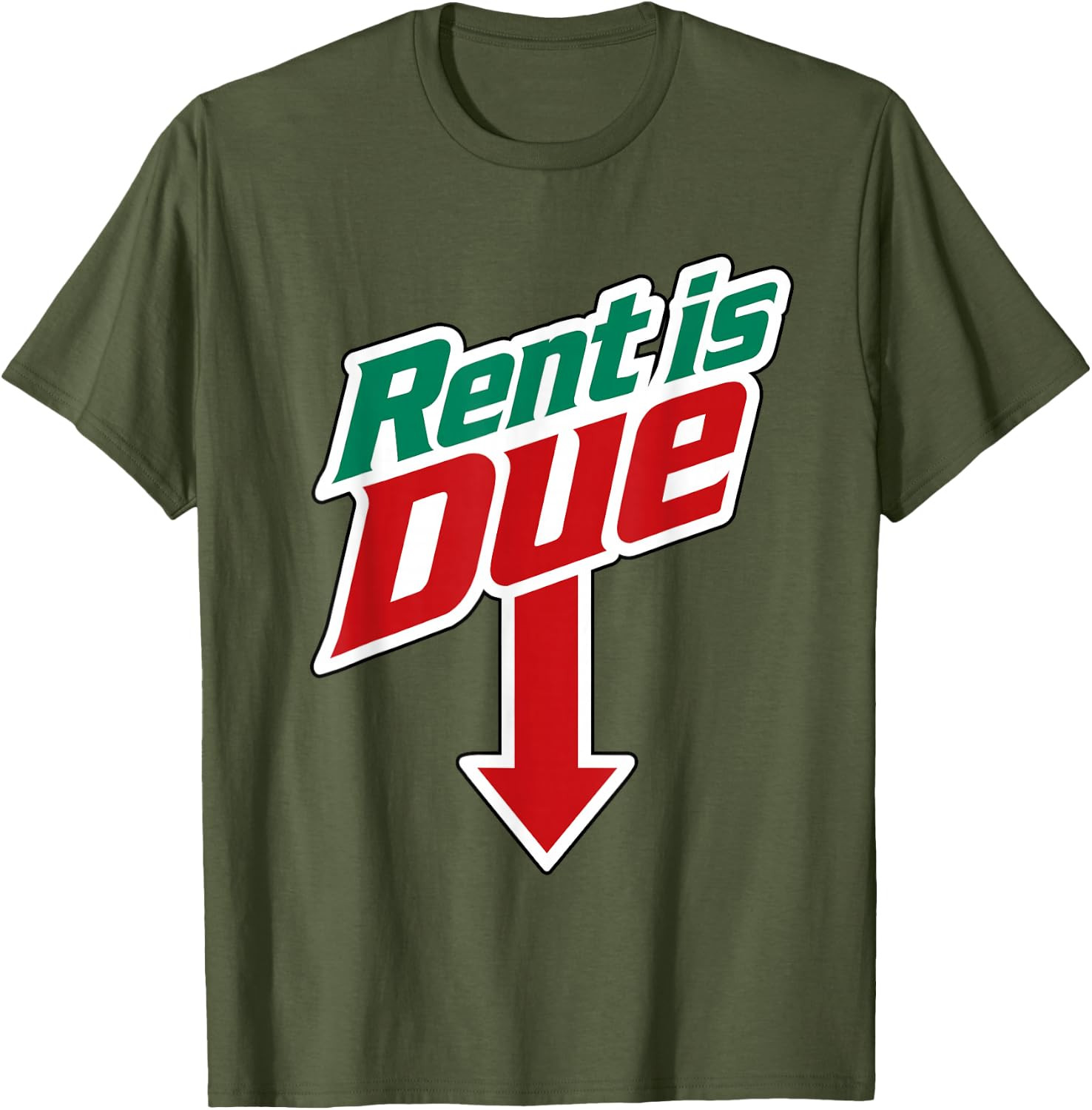 Rent is Due Shirt, Funny Downward Arrow Retro Parody T-Shirt