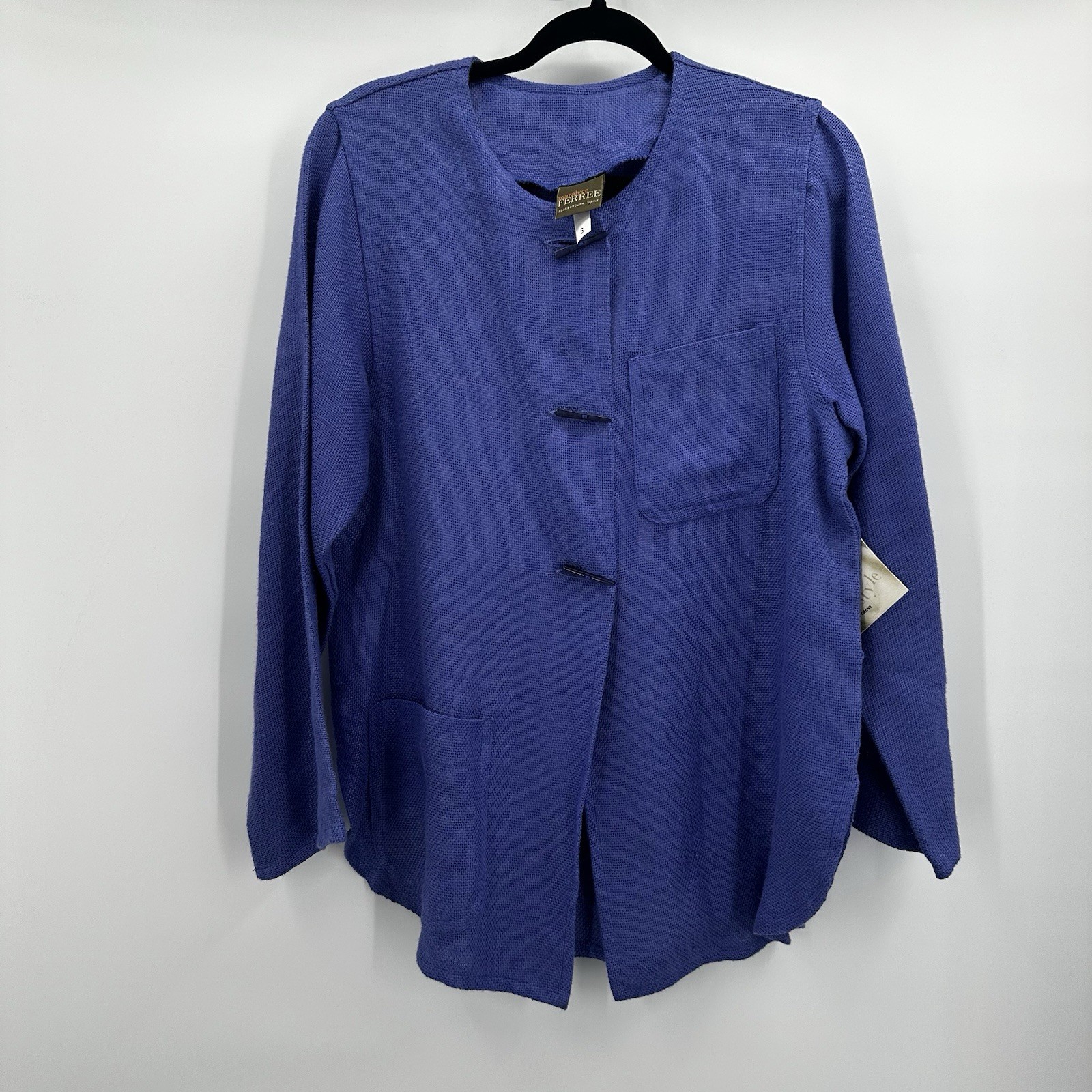 Maralyce Ferree Jacket Womens Small Purple Toggle Button Linen Boxy Lagenlook