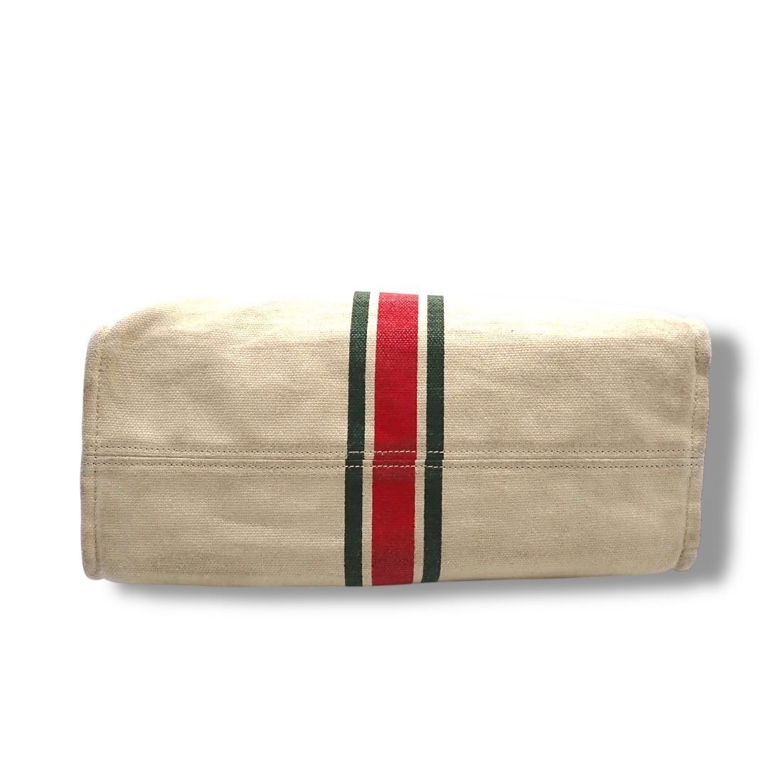 GUCCI Bag: Foldable 2WAY Tote 657422 Beige Brown Red Navy W37H27D14cm w/NA;–