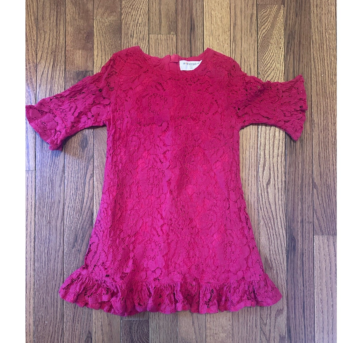 Mud Kingdom Girls Dress Red Lace dress size 5 *Brand size chart in photos