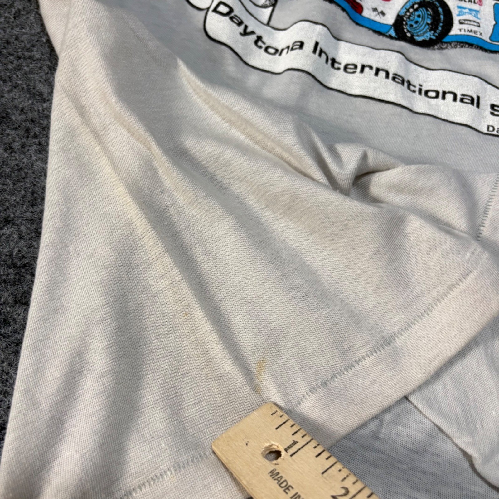 Ched Daytona 500 T-Shirt Mens Large White Good Vintage 1987 Single Stitch Car
