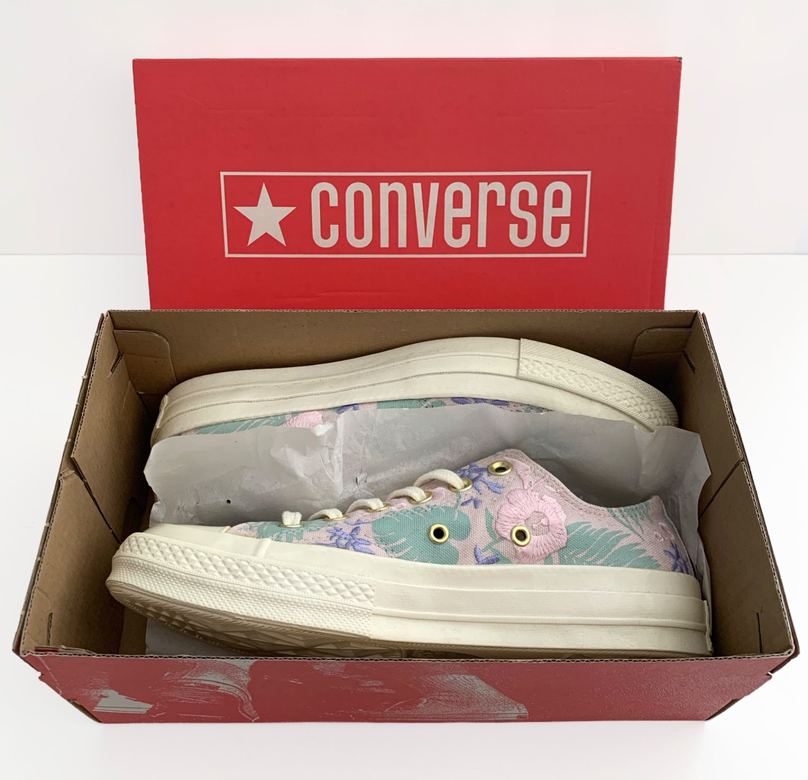 ∞ NIB CONVERSE Chuck 70 OX Floral Embroidered Barley Rose/Jaded Women’s US 7.5 ∞