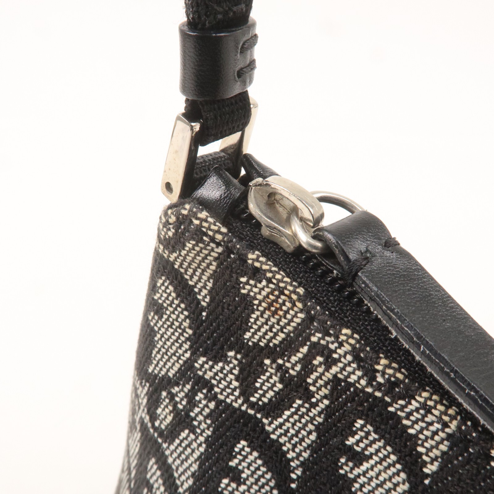 Christian Dior Trotter Shoulder Bag Black Canvas Leather Auth Used