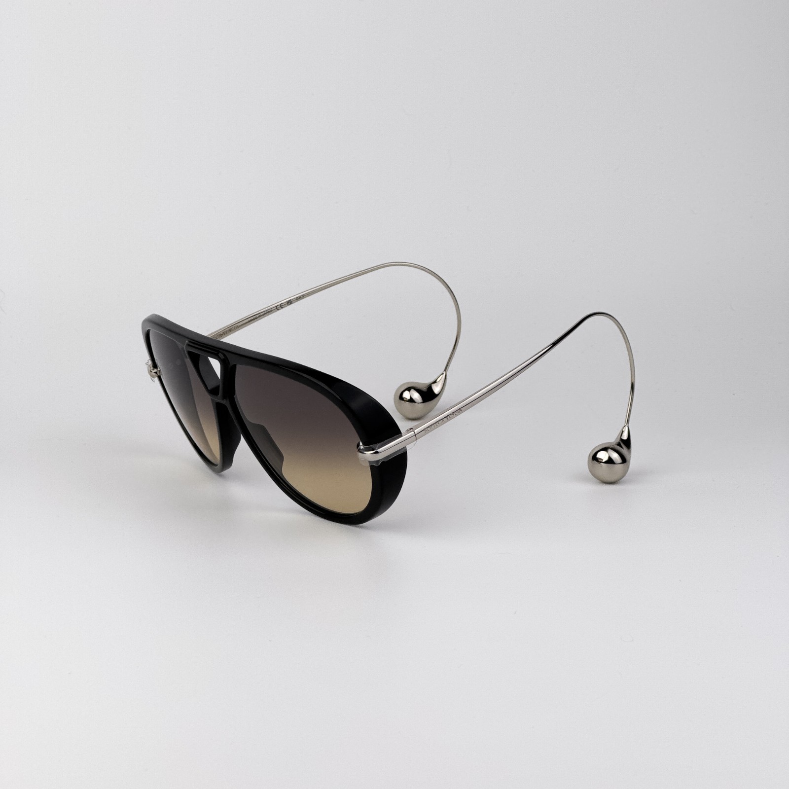 Bottega Veneta Women Sunglasses Black Silver Brown Gradient BV1273S 010 NEW