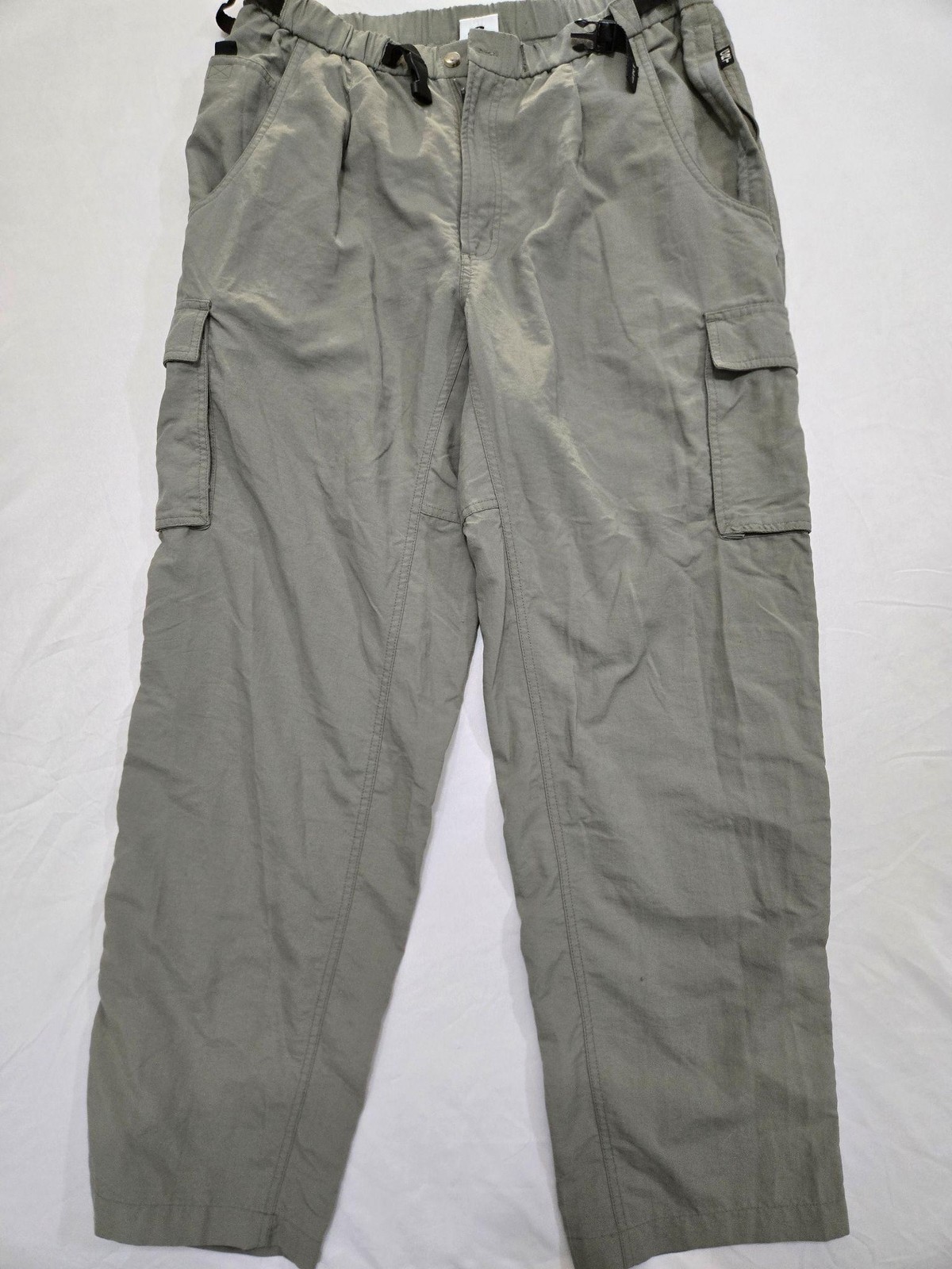 Columbia Pants Mens L Green Cargo Relaxed Microfiber Nylon Polyester Belted