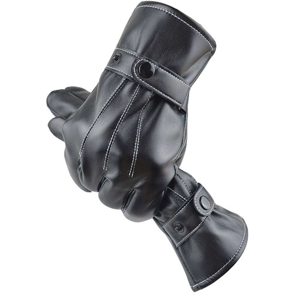 Driving Gloves Car Motorcycle Biker Leather Police Driver Fleece Lined Gloves