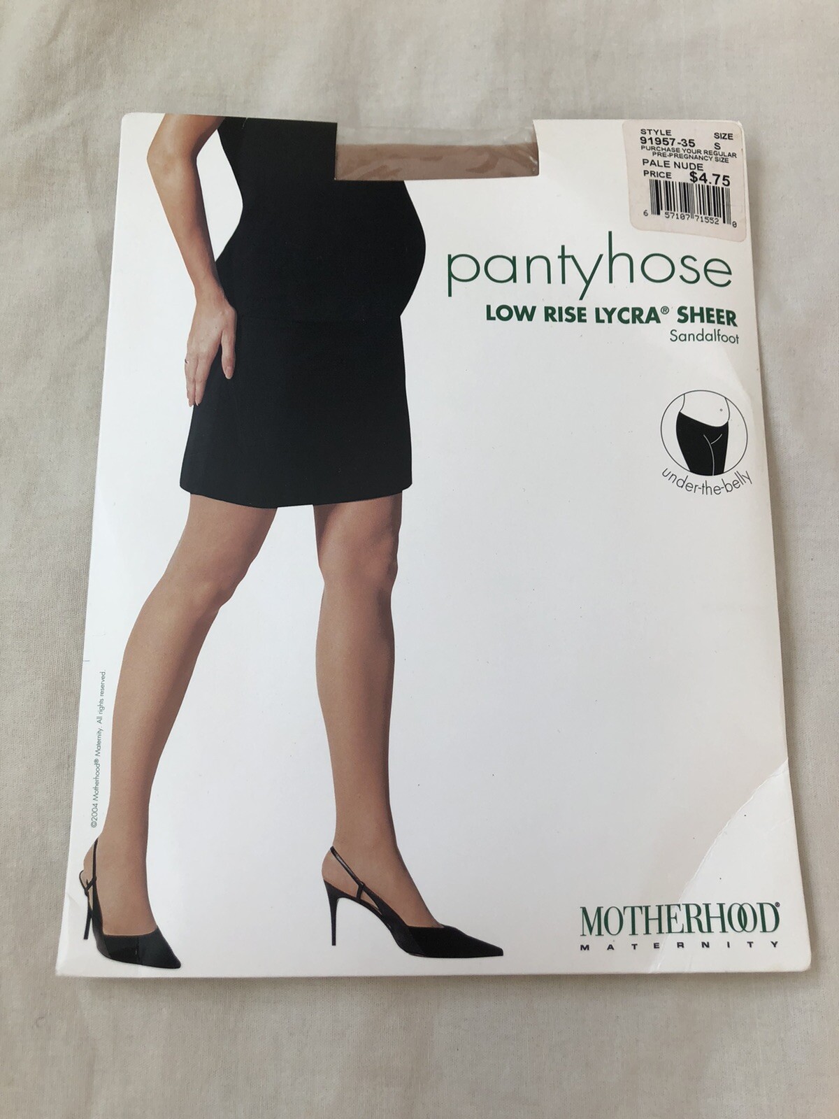 Motherhood Maternity Pantyhose Low Rise Lycra Sheer Sandalfoot SM Pale Nude….