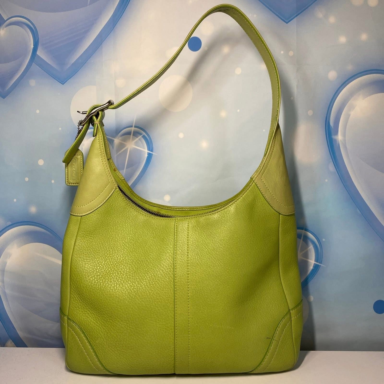 Vintage Coach Soho Shoulder Bag Lime Green Ergo Pebble Leather Y2K