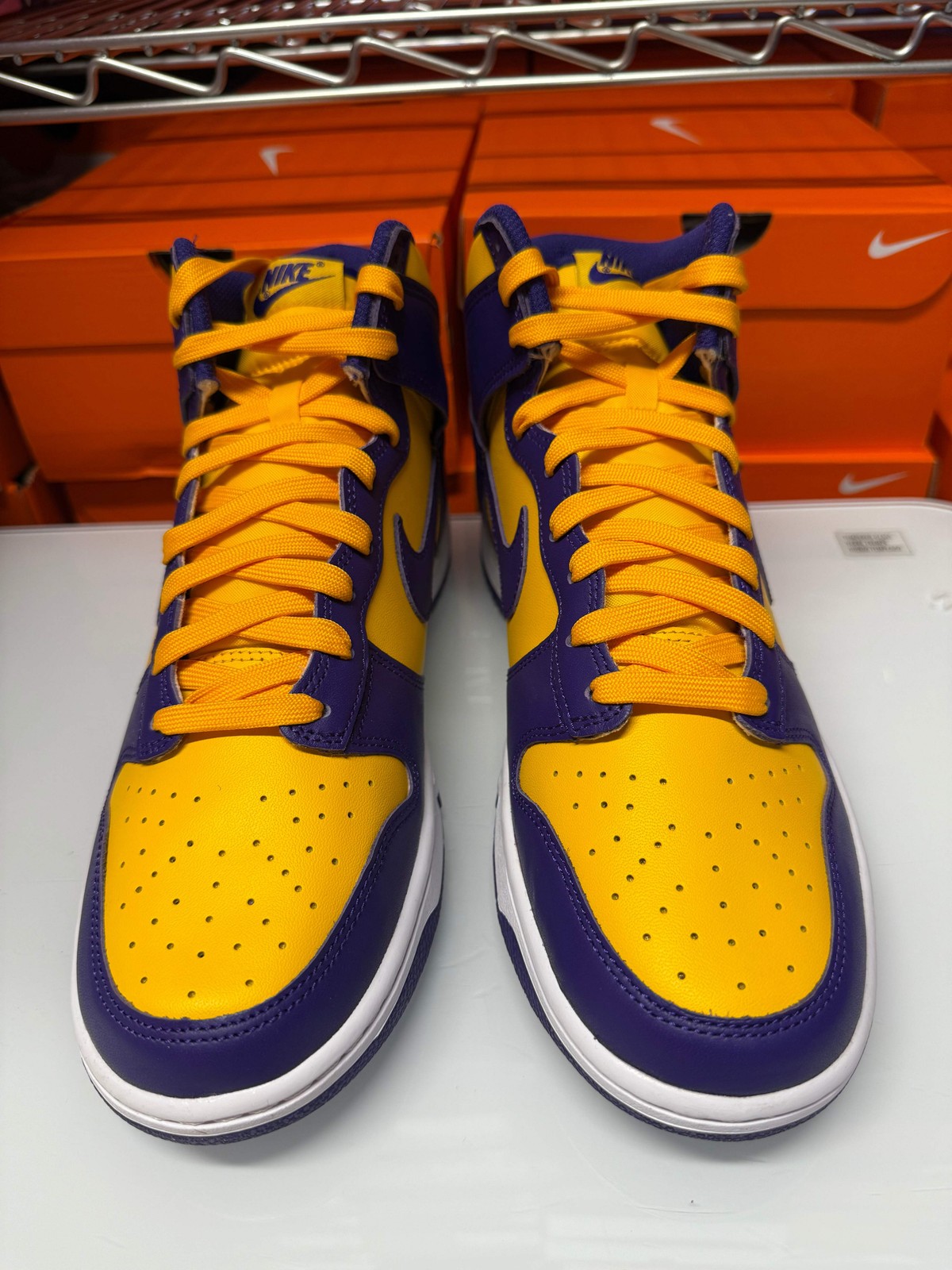 Nike Men’s Dunk High Retro Shoes Lakers Court Purple Yellow White DD1399-500