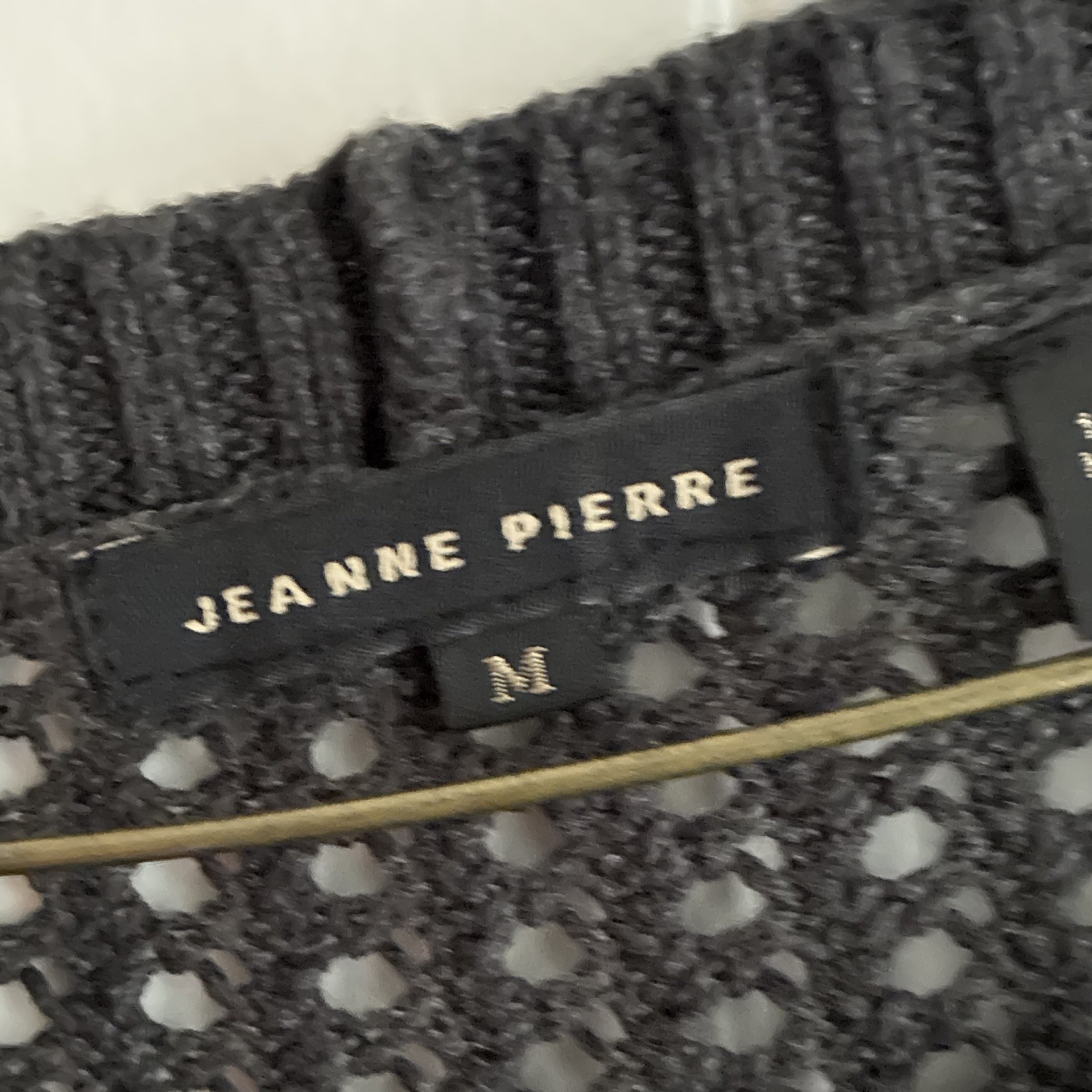 Jeanne Pierre Women’s Black Open-Knit Scoop Neck Pullover Sweater M