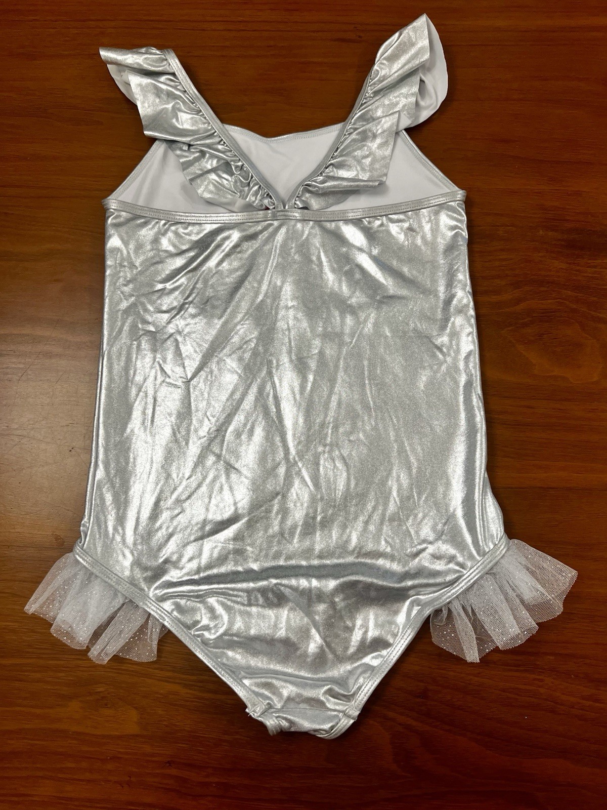 Betsey Johnson Girls Silver Unicorn Stars One Piece Swimsuit Size XL (14)