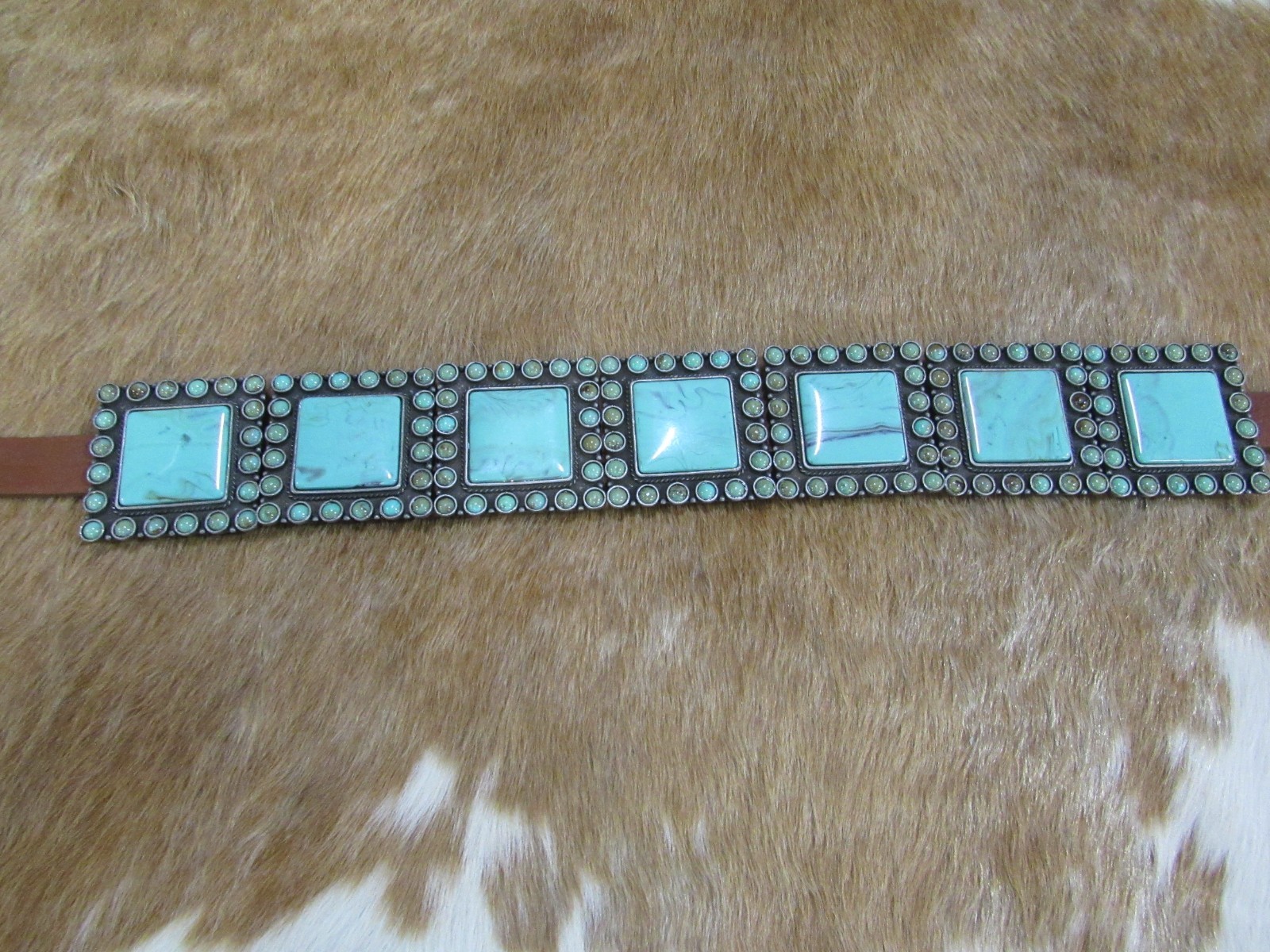Double D Ranch Four Corners Concho Belt Size L EUC