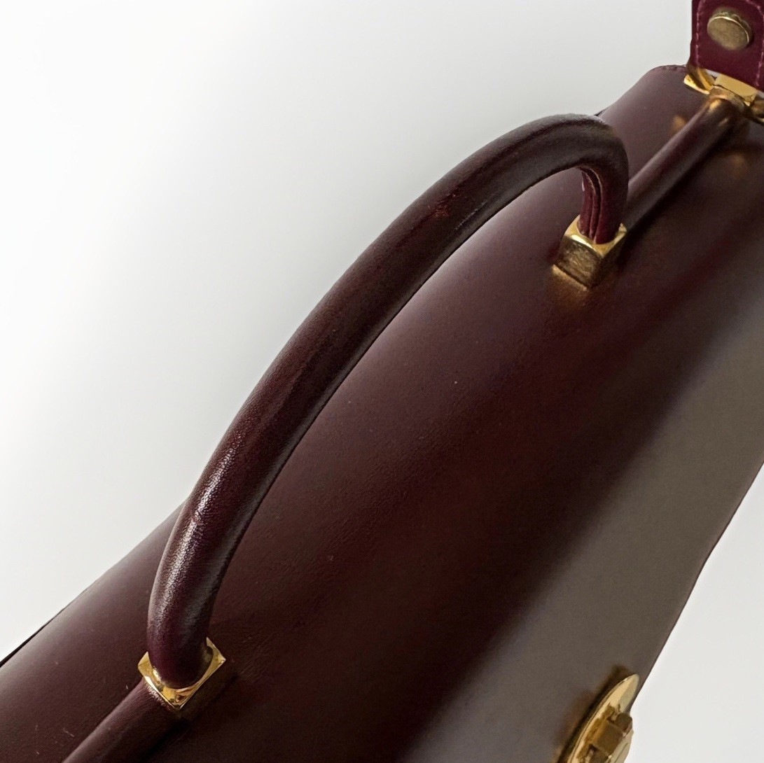Authentic BALLY Hand bag Burgandy Leather From Japan 01058