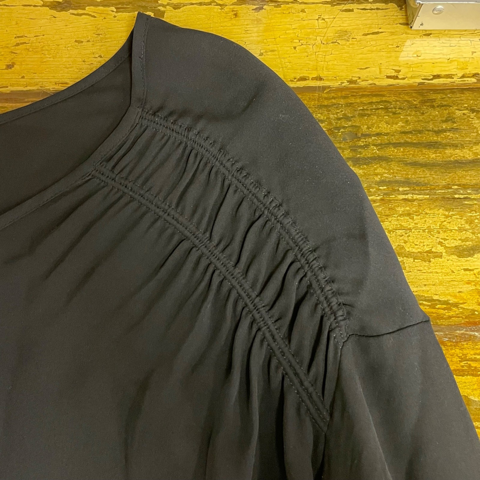 Joie Louvre Silk Peplum Semi Sheer Blouse Black Sz MED Witchy Whimsigoth