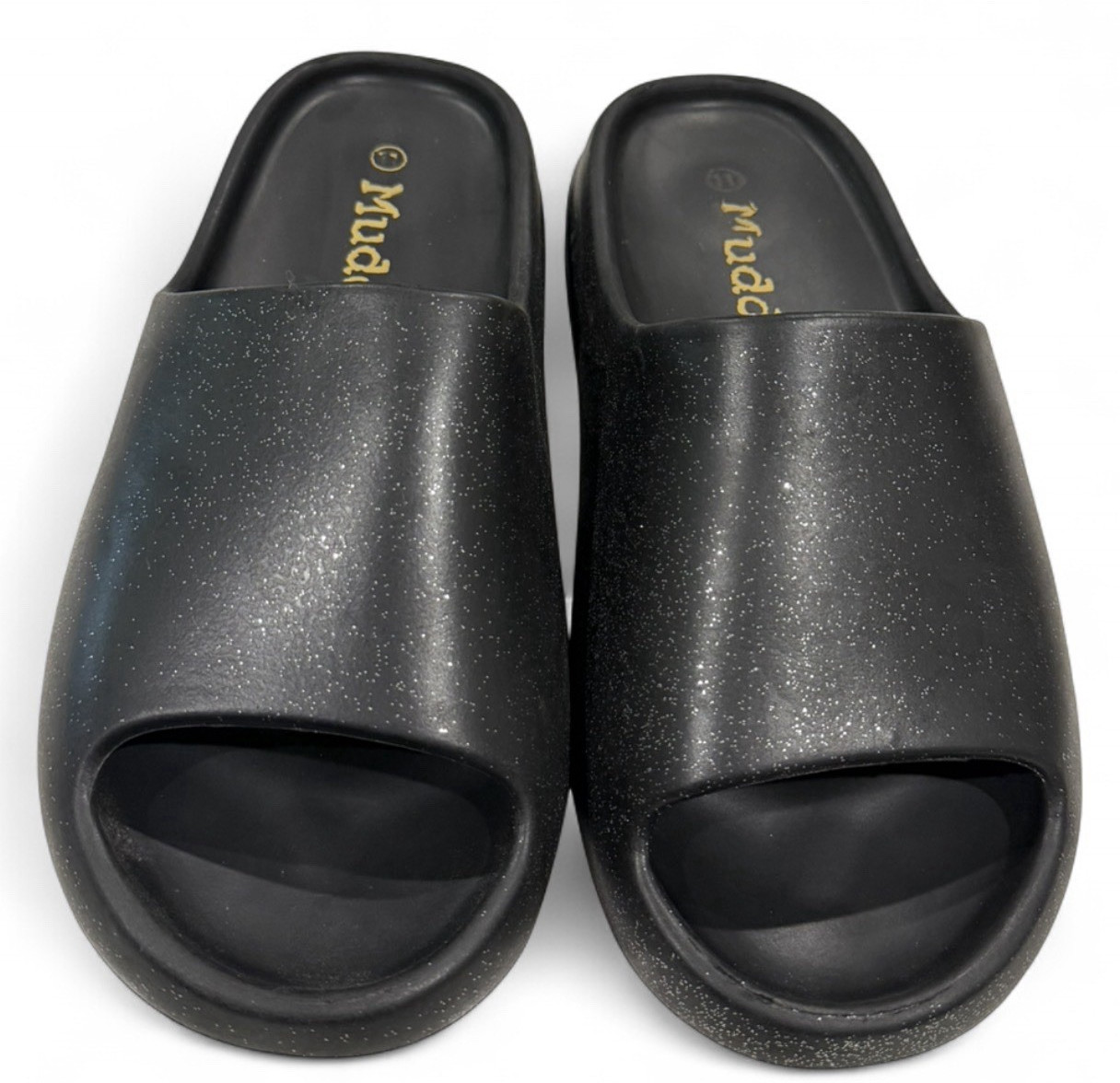 Mudd Women’s Black Glitter Slide Sandals Slip-On Lightweight Synthetic US 11
