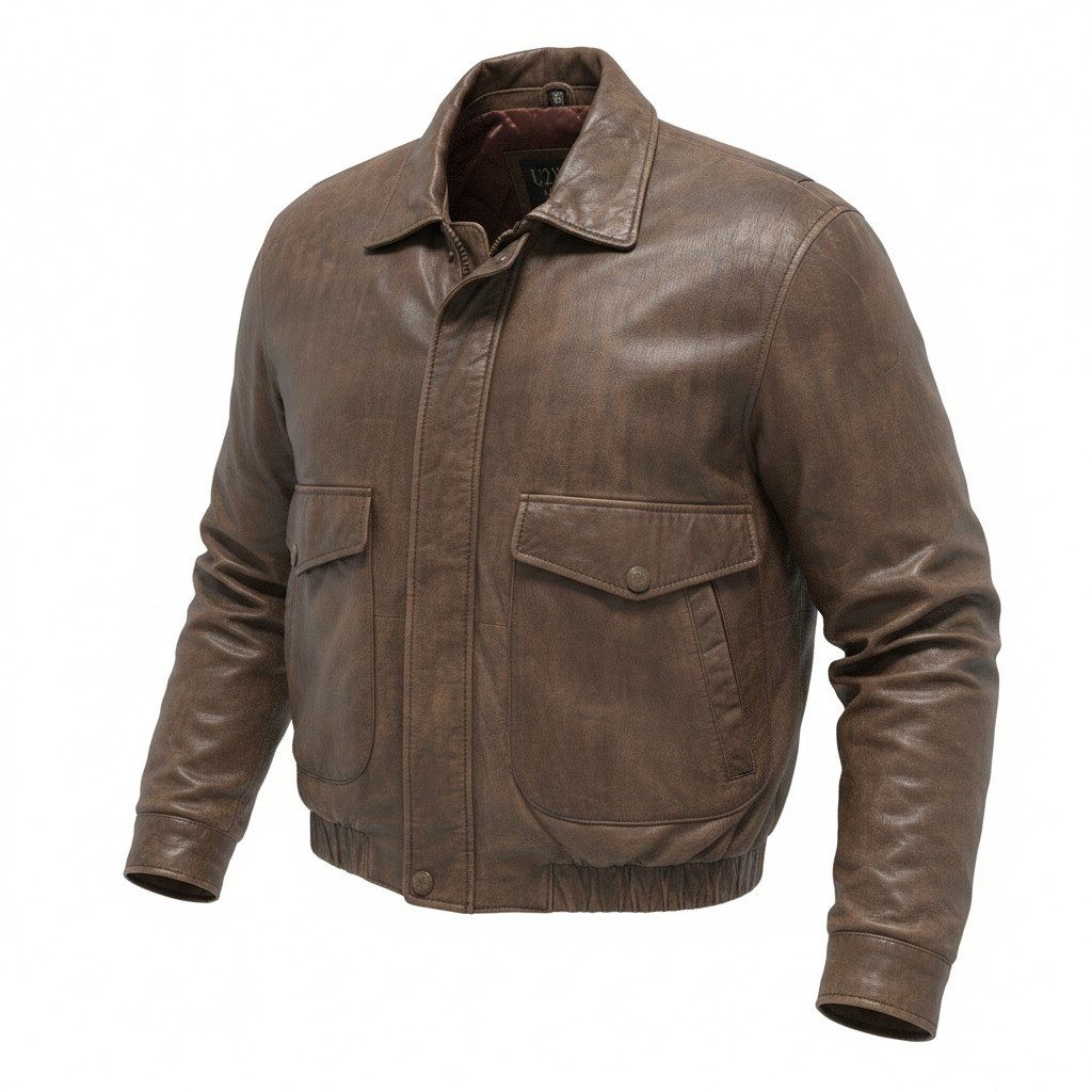 Vintage Leather Bomber Jacket U2 Wear Me Out Medium Mens Brown Distressed Flight