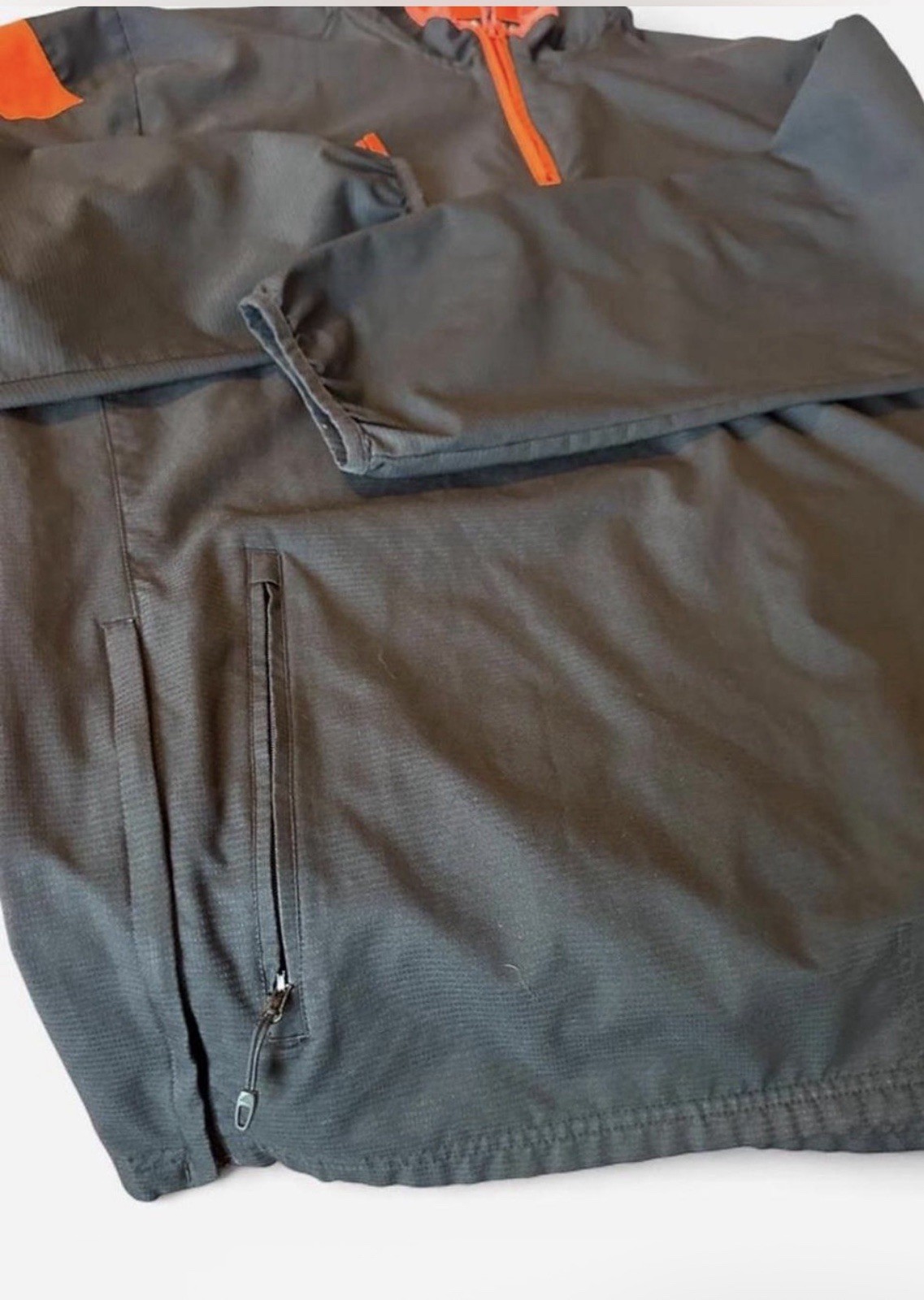 Adidas Men’s XL Gray/Orange Quarter-Zip Windbreaker Jacket with Pockets
