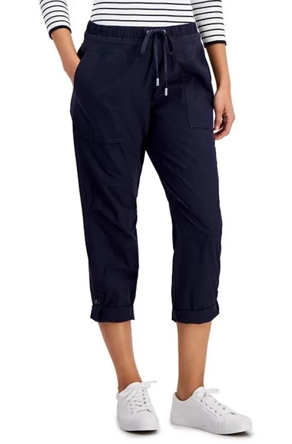 Nautica Women’s Roll Tab Utility Drawstring Capri Pants (1873902)
