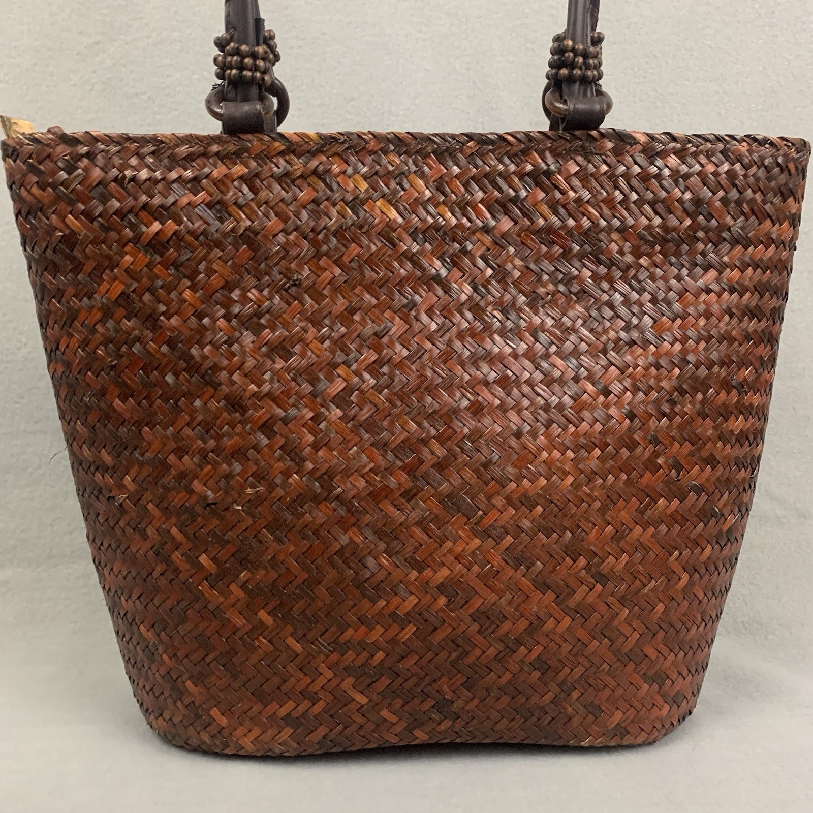 Sun N Sand Brown Woven Tote Beach Palm Tree Tropical Boho Handbag By Paul Brent