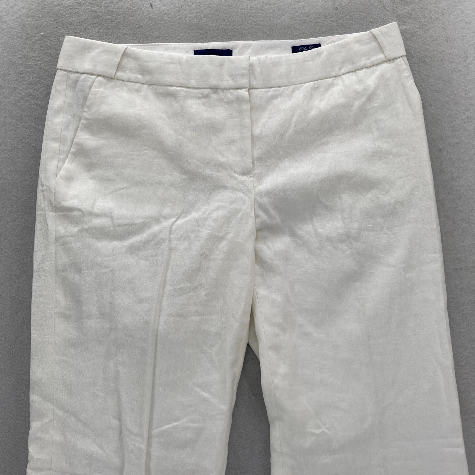 J.Crew Flared Leg Linen Trouser Pant Women’s 6 White Linen Lined Preppy Nautical