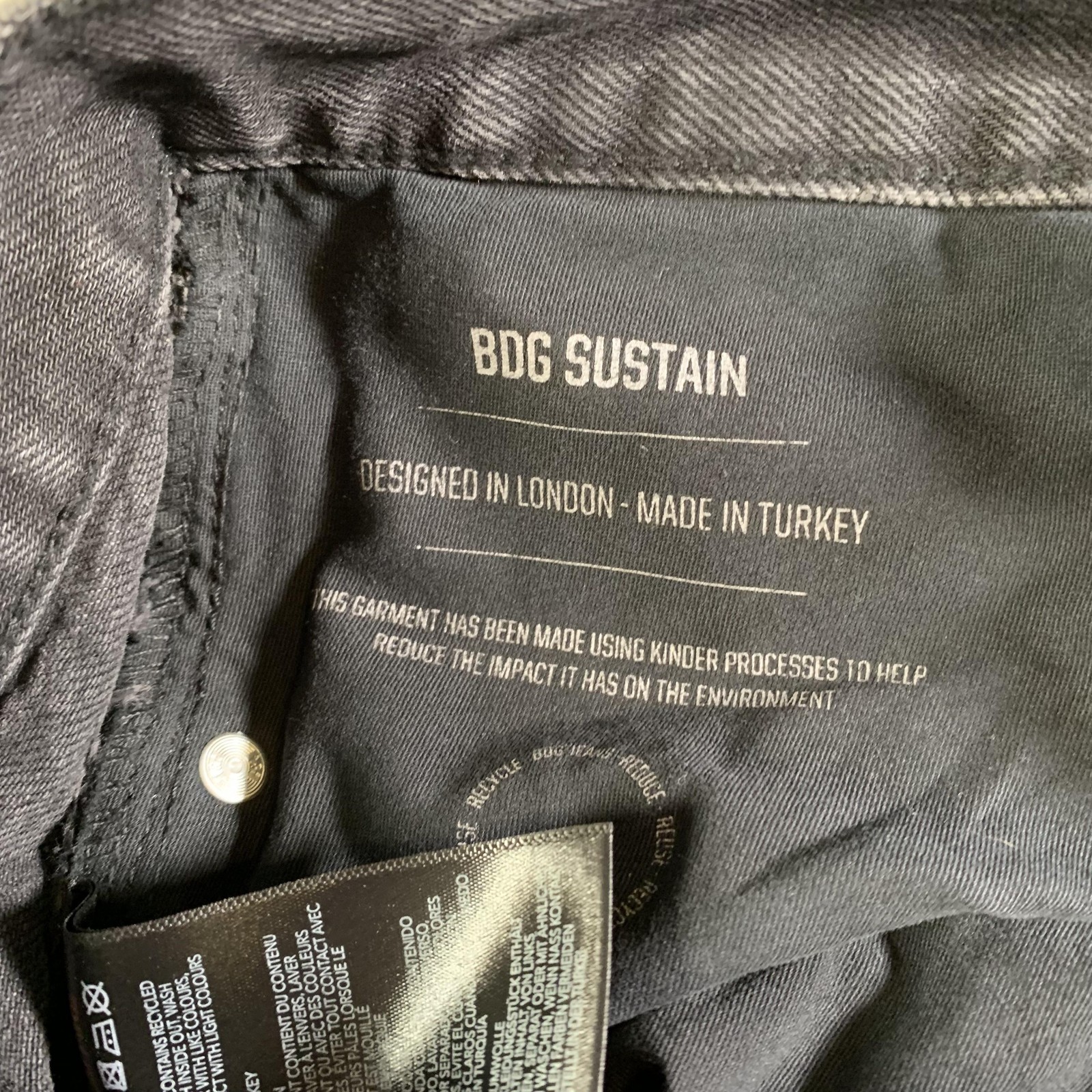 BDG Dad Jeans Mens 34×29 (Tag 34×32) Gray Straight Charcoal Wash Button Fly