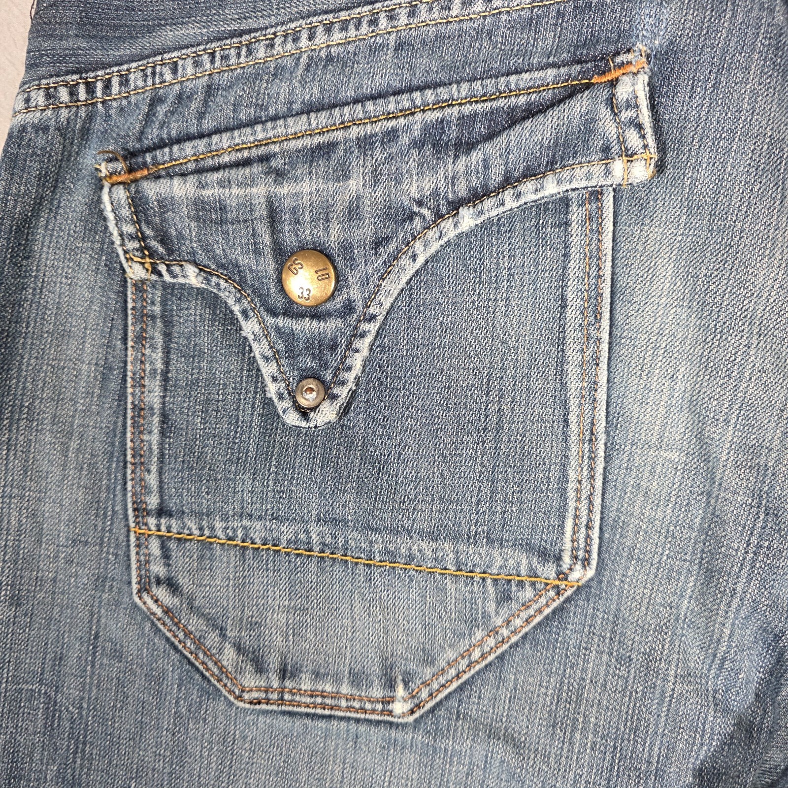 G Star Raw Jeans Mens 36×33 (Measured) Blue 3301 Straight Distressed Denim