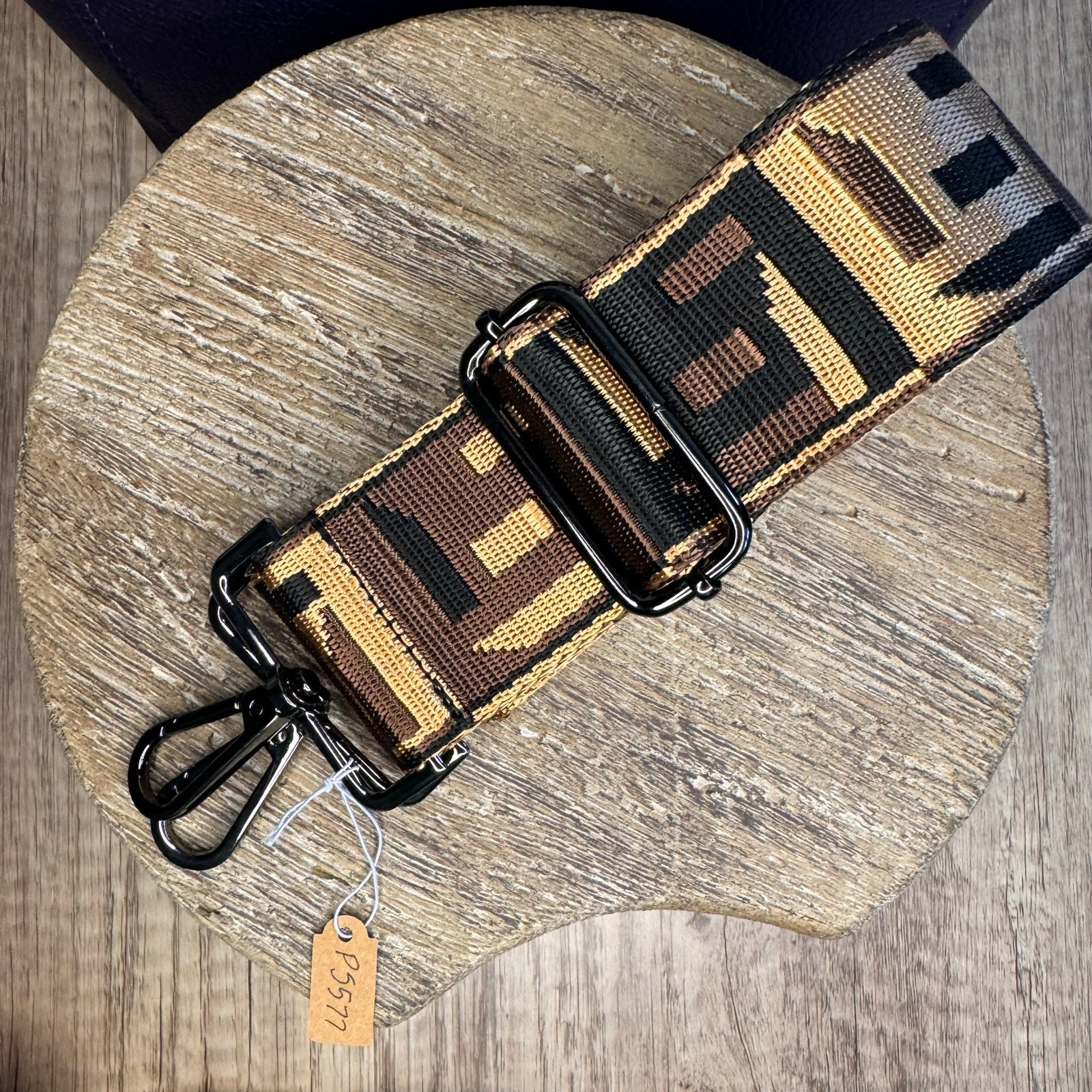 Crossbody Purse Strap Brown Black Gold Bag Strap Guitar Strap FAST SHIP