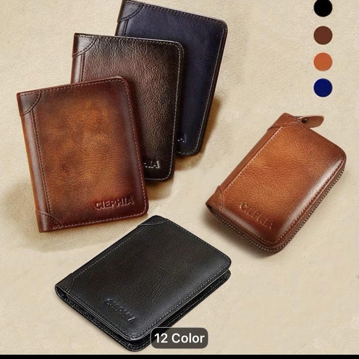 Genuine Leath Top Layer Cowhide Vintage Short Multi Function Credit Card Holder,