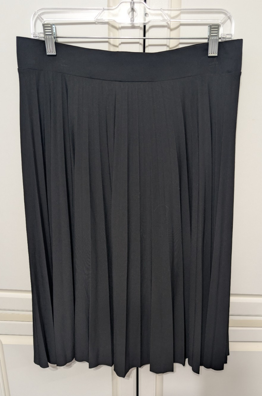 COVINGTON Skirt Women’s Size Large Elastic Waist Stretch Pull-On Pleated Black