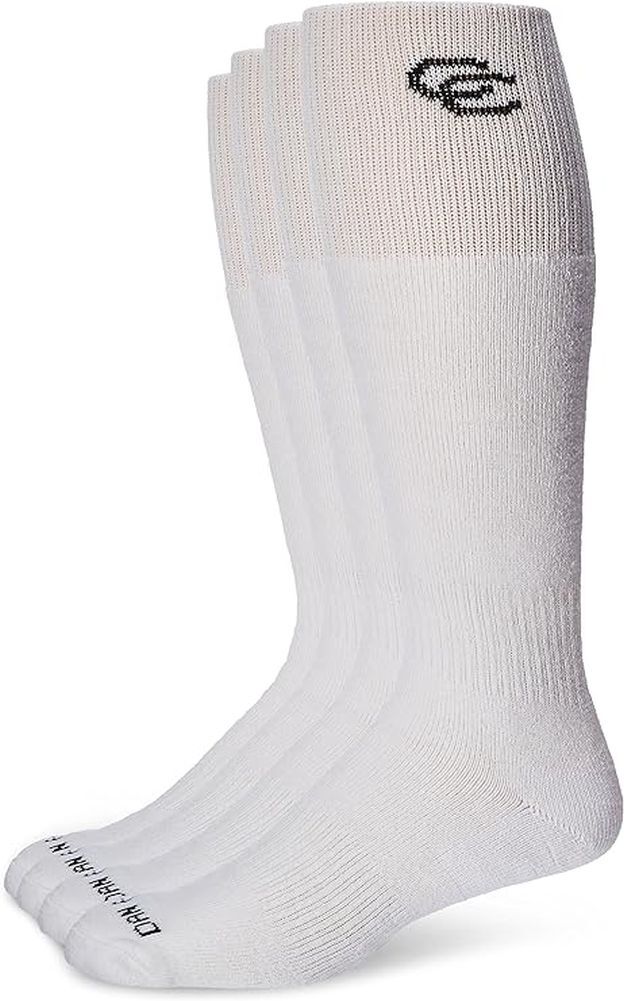 Dan Post Cowboy Certified Over the Calf Socks 4 Pack (Size 10.5-13 Mens, White)
