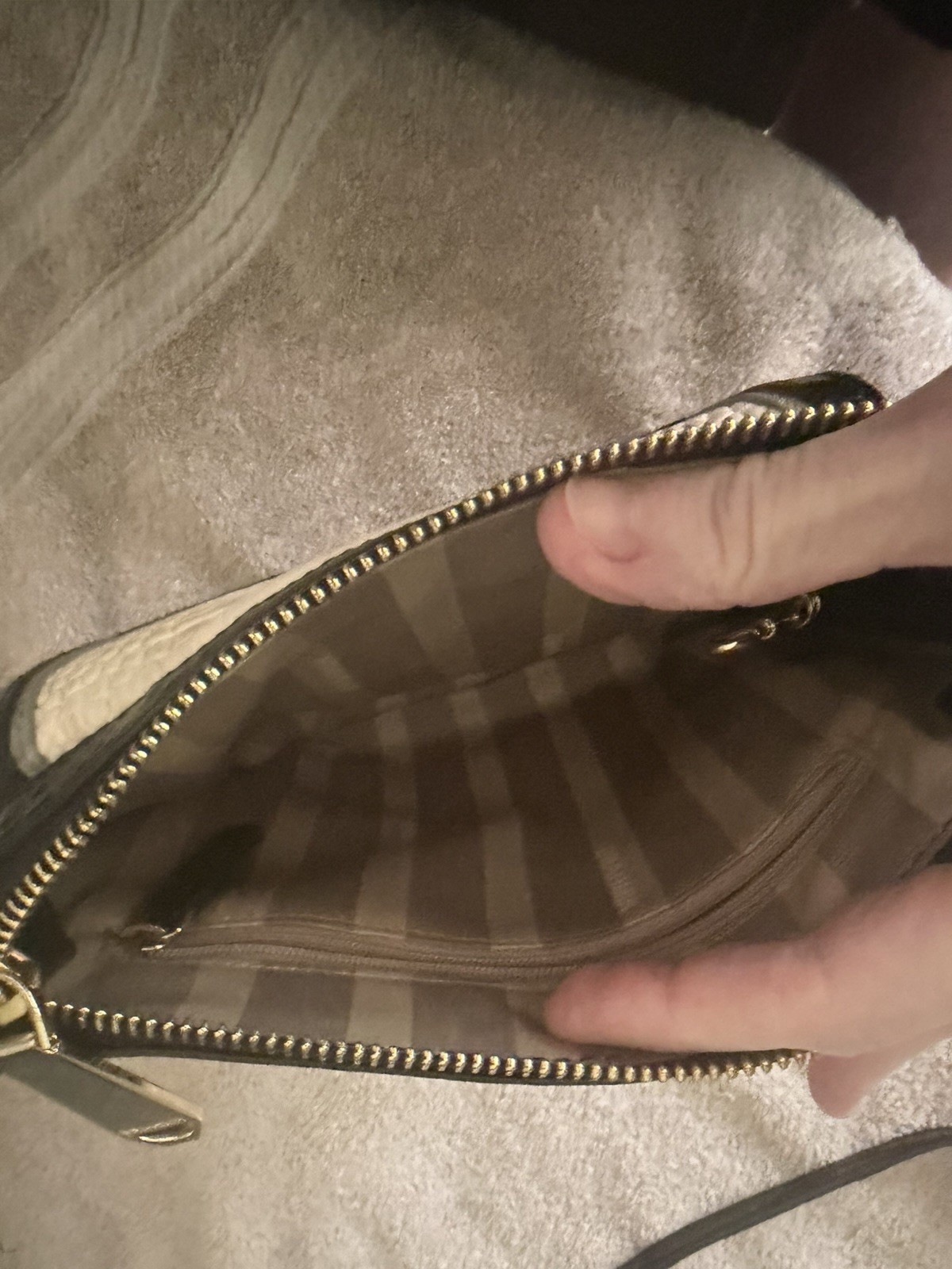 Brahmin Black/Ivory Embossed Animal Print Small Crossbody Zip Turn Lock Gold